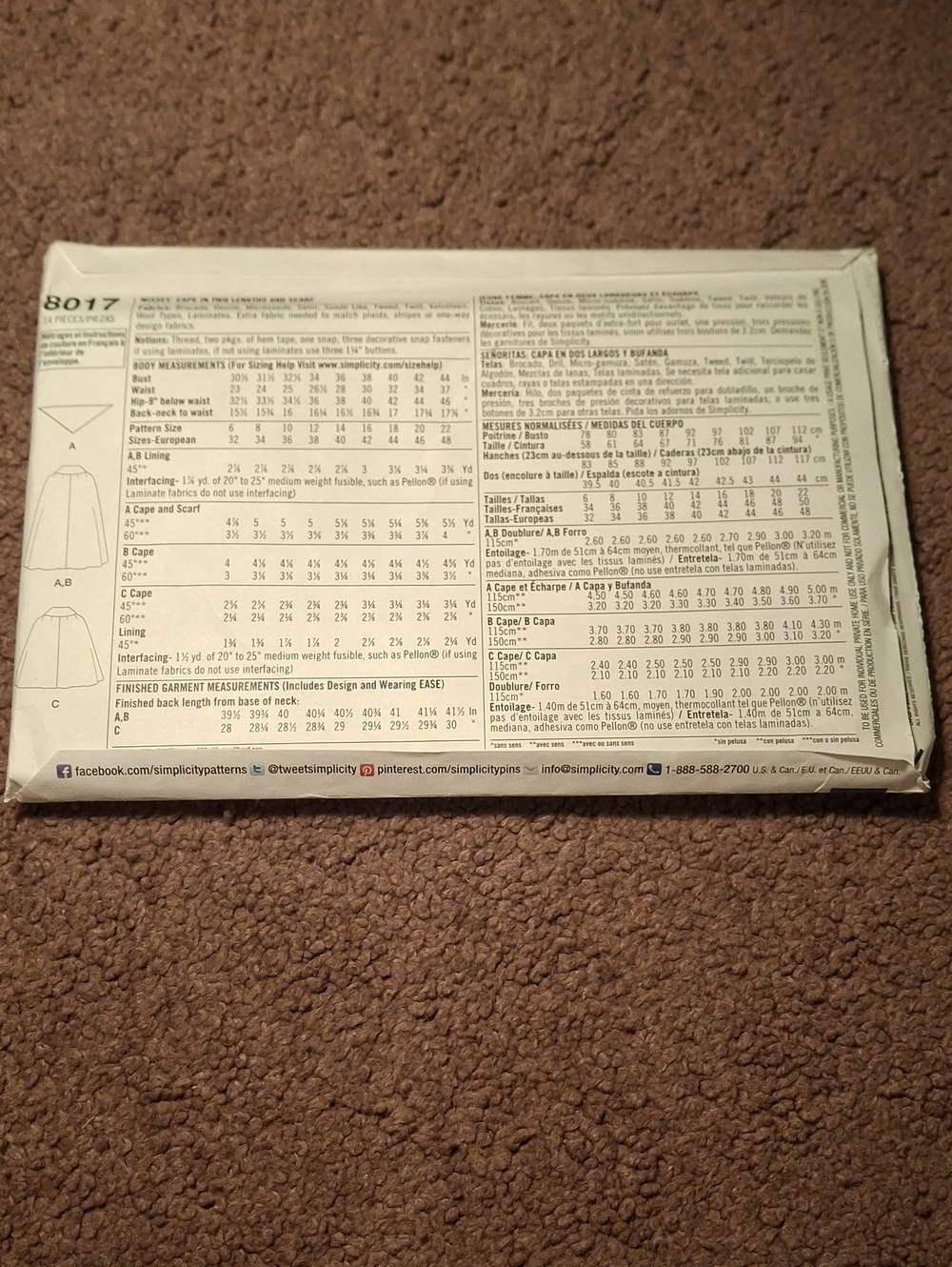 8017 Simplicity Pattern - Picture 2 of 2